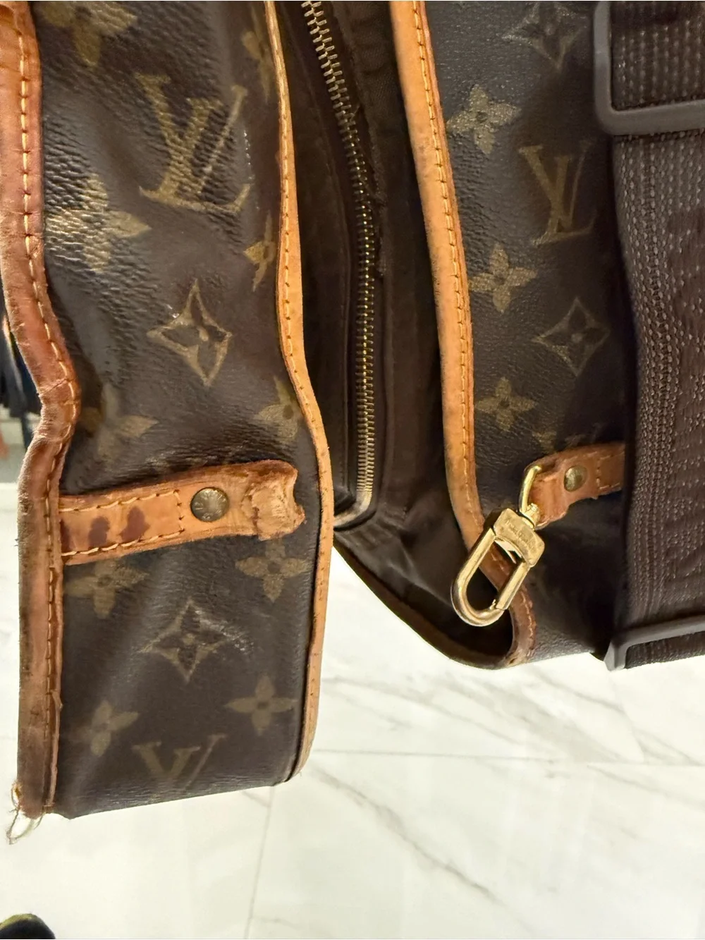 Louis Vuitton Monogram Canvas Travel Garment Bag with Tan Trim